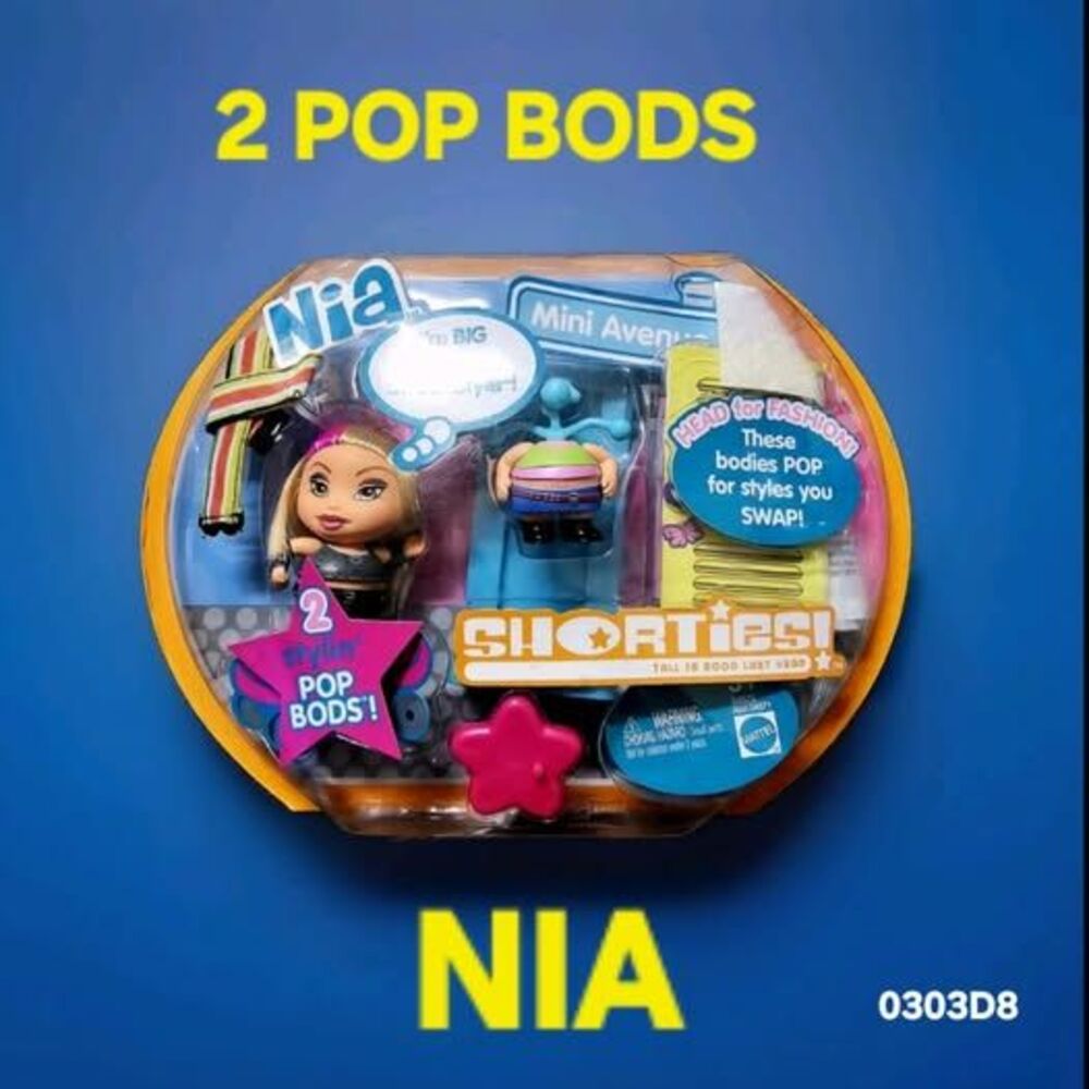 NIA ❤️️ 2 Pop Bods RADICALLY ROCKIN REBEL 2004 ❤️️ SHORTIES! Mattel GROOVY Bratz